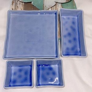 BREAD + BUTTER Blue Porcelain Serve ware Dish Set